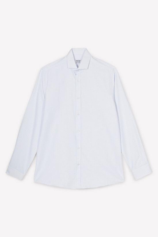 Burton White Tailored Fit Long Sleeve Grid Checked Cutaway Collar Shirt 5