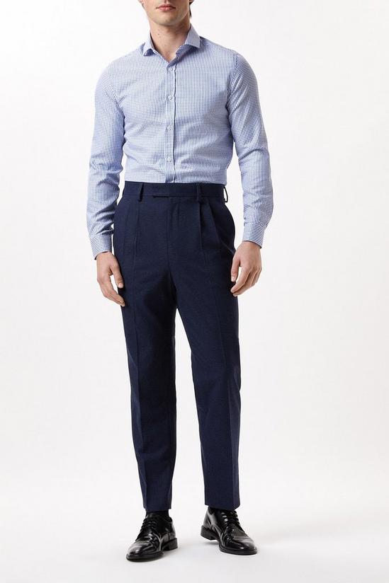 Burton Blue Slim Fit Long Sleeve Checked Collar Shirt 2