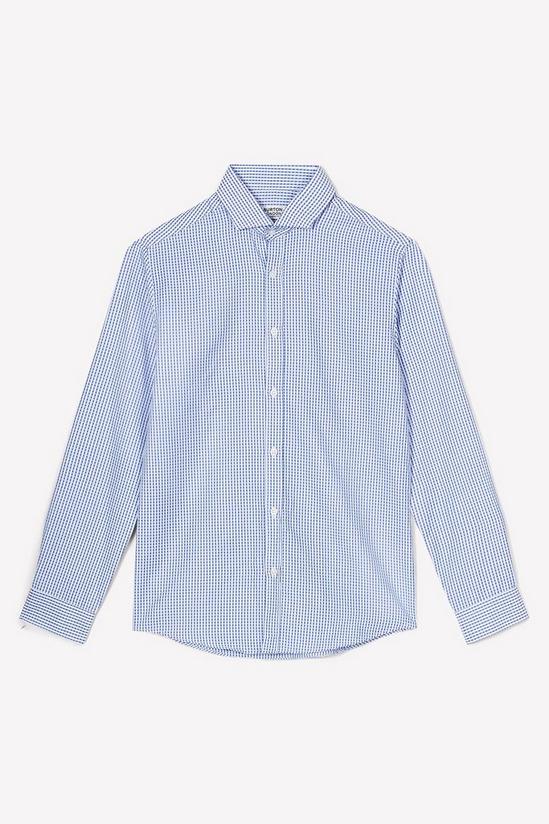 Burton Blue Slim Fit Long Sleeve Checked Collar Shirt 5