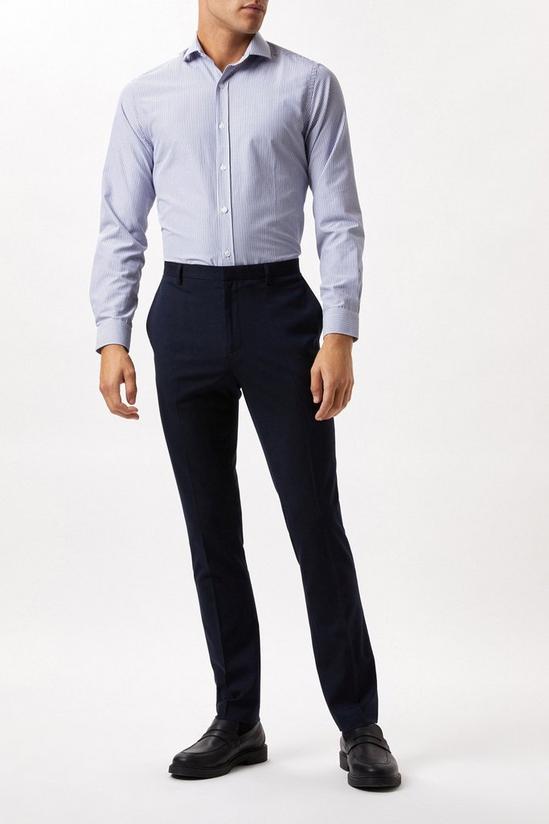 Burton Blue Tailored Fit Long Sleeve Striped Shirt 2