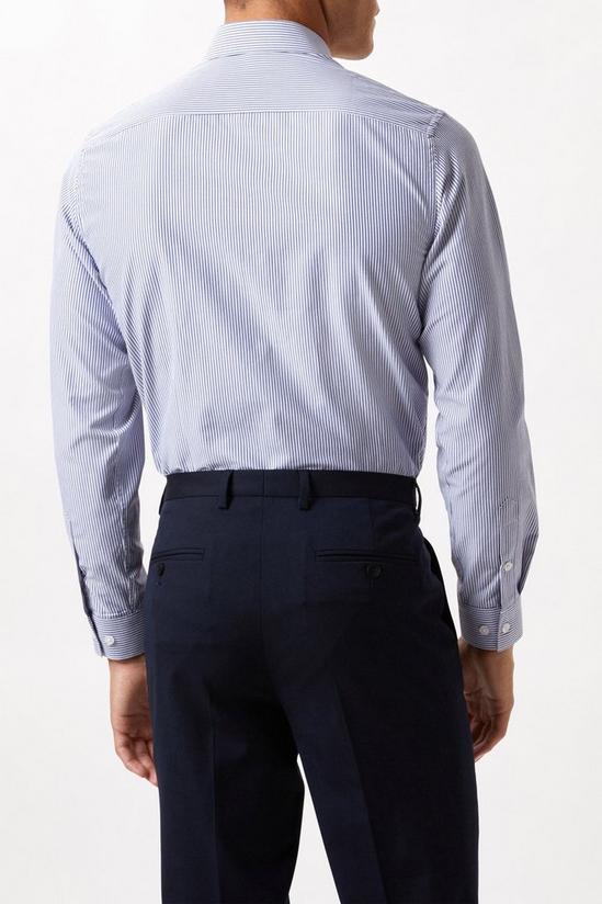 Burton Blue Tailored Fit Long Sleeve Striped Shirt 3