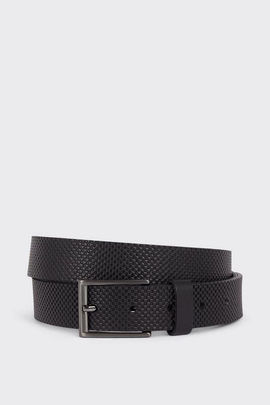 Burton Slim Fit Black Leather Grid Textured Belt 1