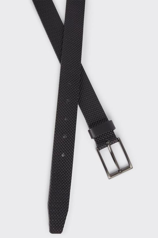Burton Slim Fit Black Leather Grid Textured Belt 2