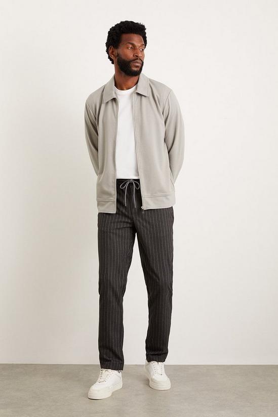 Burton Slim Fit Charcoal Pinstripe Drawstring Trousers 1