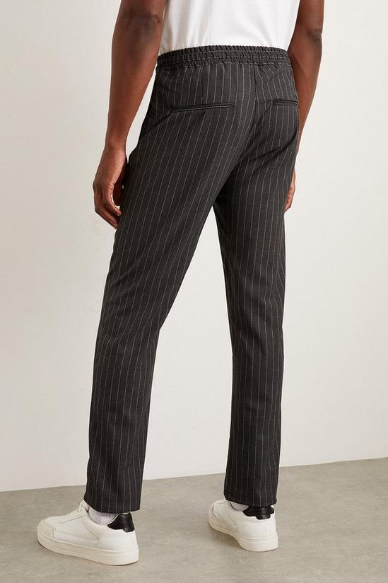 Burton Slim Fit Charcoal Pinstripe Drawstring Trousers 3
