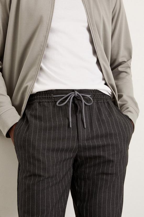 Burton Slim Fit Charcoal Pinstripe Drawstring Trousers 4