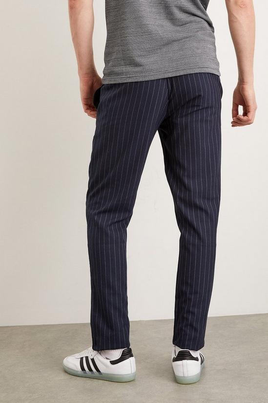 Burton Slim Fit Navy Pinstripe Drawstring Trousers 3