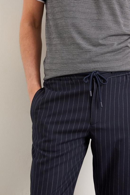 Burton Slim Fit Navy Pinstripe Drawstring Trousers 4