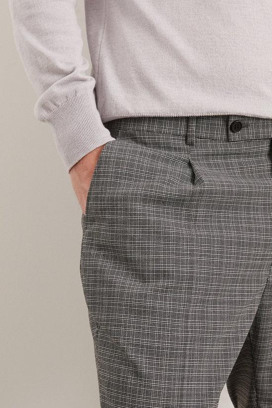 Burton Slim Fit Pleat Micro Check Charcoal Trousers 4