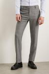 Burton Slim Fit Grey Herringbone Smart Trousers thumbnail 2
