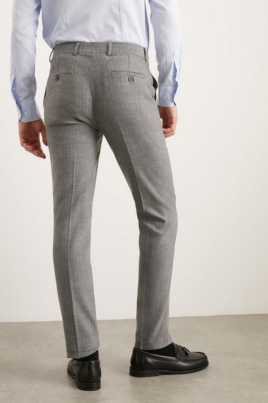 Burton Slim Fit Grey Herringbone Smart Trousers 3