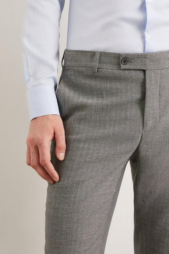 Burton Slim Fit Grey Herringbone Smart Trousers 4