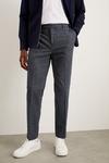 Burton Slim Fit Navy Textured Smart Trousers thumbnail 2