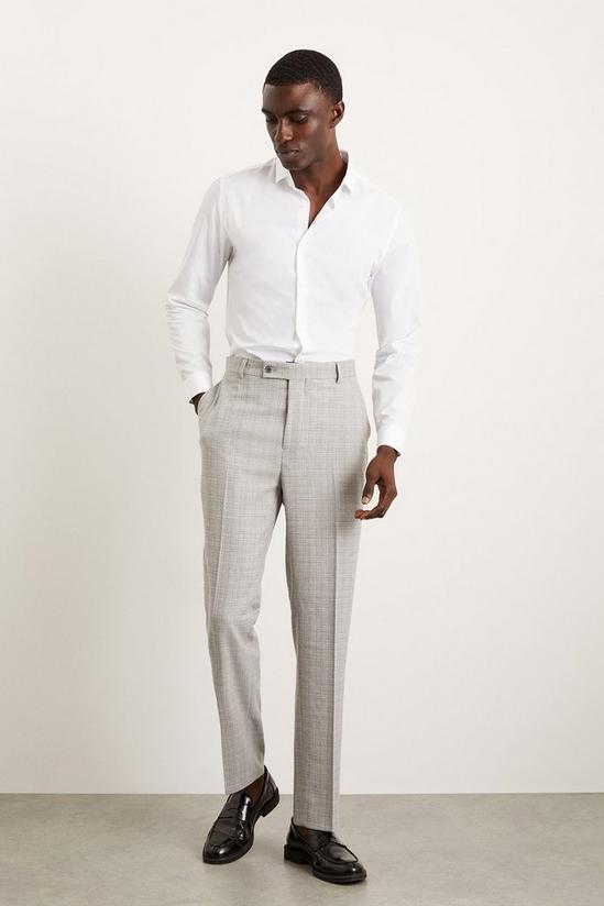 Burton Regular Fit Grey Check Smart Trousers 1