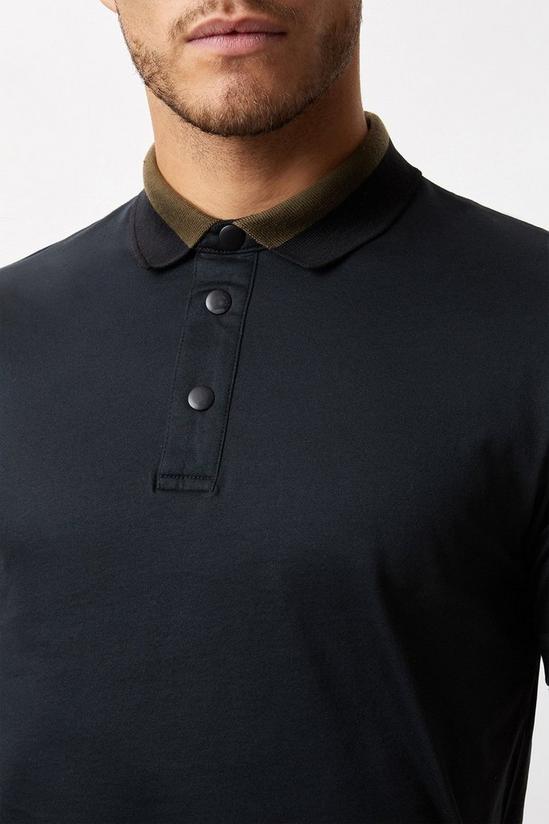 Burton Black Two Tone Collar Polo Shirt 4