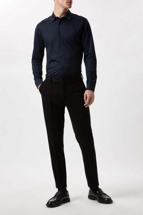 Burton Navy Mercerised Cotton Jersey Long Sleeve Shirt 2