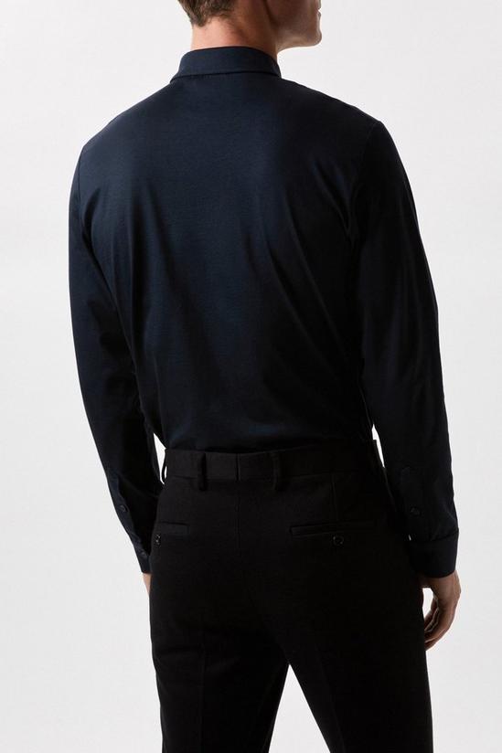Burton Navy Mercerised Cotton Jersey Long Sleeve Shirt 3