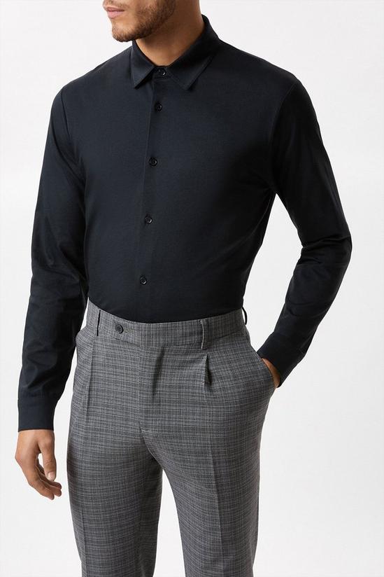 Burton Black Mercerised Cotton Jersey Long Sleeve Shirt 1