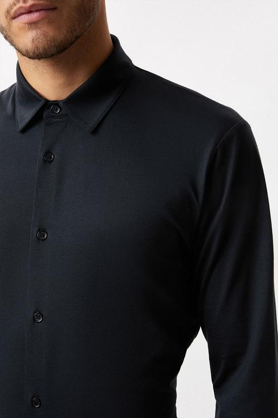 Burton Black Mercerised Cotton Jersey Long Sleeve Shirt 4