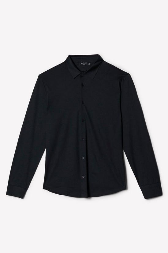 Burton Black Mercerised Cotton Jersey Long Sleeve Shirt 5