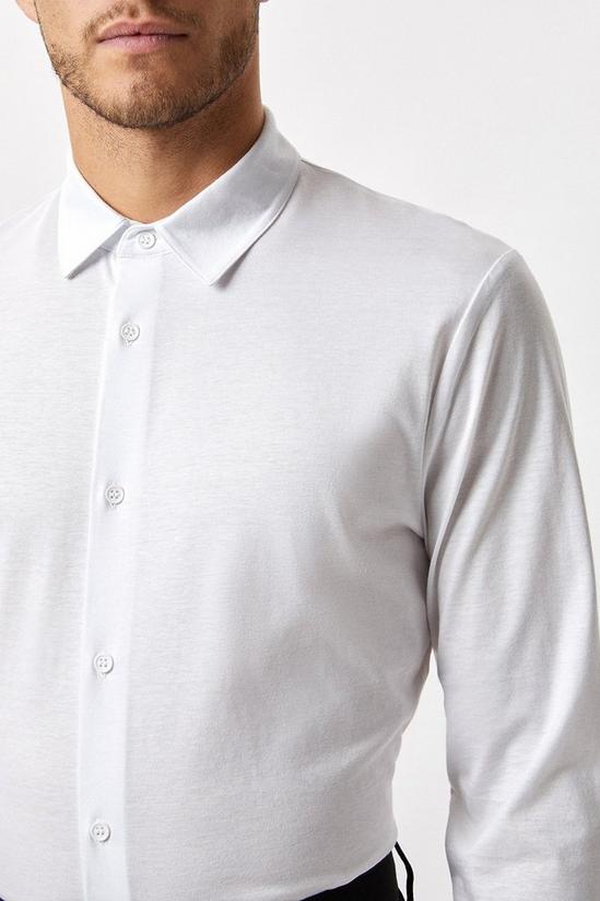 Burton White Mercerised Cotton Jersey Long Sleeve Shirt 4