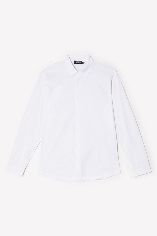 Burton White Mercerised Cotton Jersey Long Sleeve Shirt 5