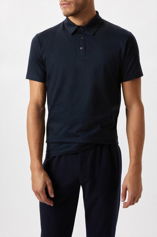 Burton Navy Premium Mercerised Cotton Polo Shirt 1