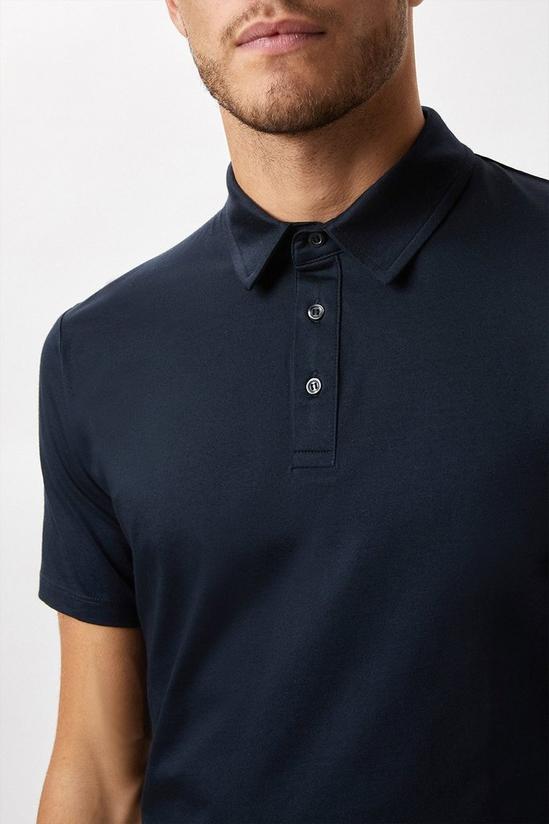 Burton Navy Premium Mercerised Cotton Polo Shirt 4
