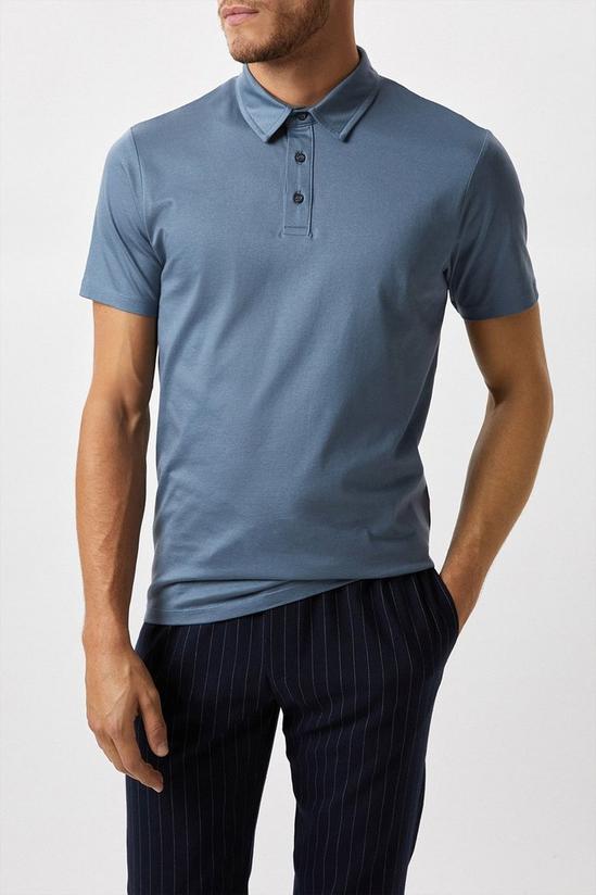 Burton Blue Premium Mercerised Cotton Polo Shirt 1