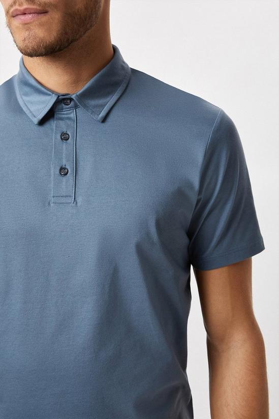 Burton Blue Premium Mercerised Cotton Polo Shirt 4