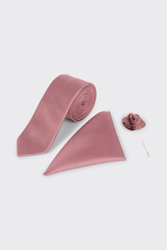 Burton Dusty Rose Pink Wedding Tie Set With Matching Lapel Pin 1