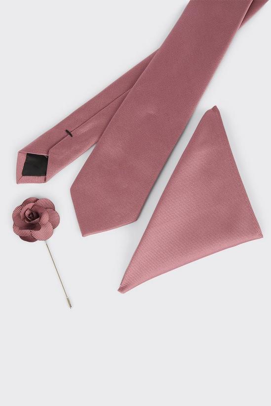 Burton Dusty Rose Pink Wedding Tie Set With Matching Lapel Pin 2