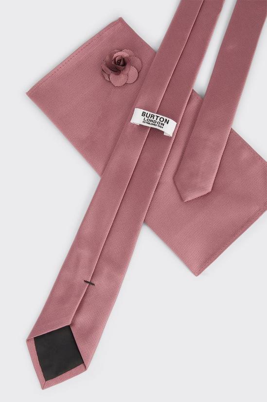 Burton Dusty Rose Pink Wedding Tie Set With Matching Lapel Pin 3