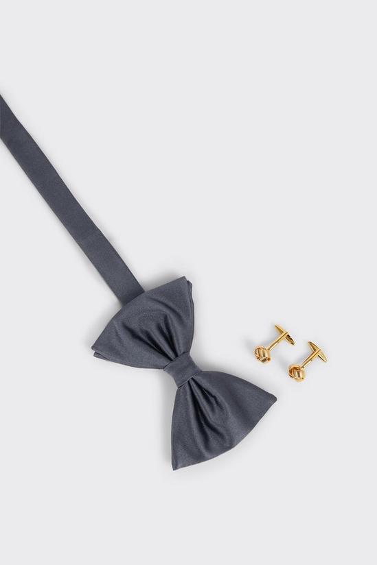 Burton Slate Silk Bow tie, Handkerchief & Cufflinks 1