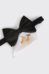 Burton Black Silk Bow Tie, Handkerchief & Cufflinks thumbnail 1