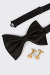 Burton Black Silk Bow Tie, Handkerchief & Cufflinks thumbnail 3