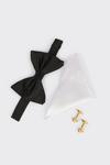 Burton Black Silk Bow Tie, Handkerchief & Cufflinks thumbnail 5