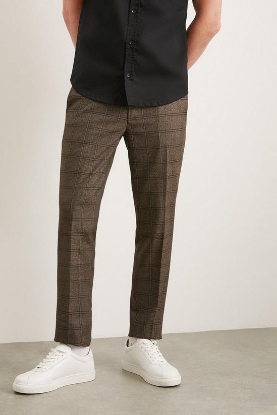 Burton Slim Fit Brown Check Smart Trousers 2