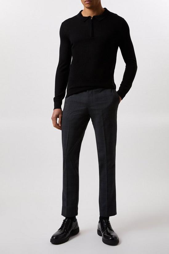 Burton Slim Fit Charcoal Check Smart Trousers 1