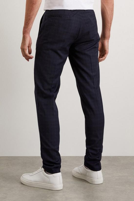 Burton Slim Fit Navy Check Smart Trousers 3