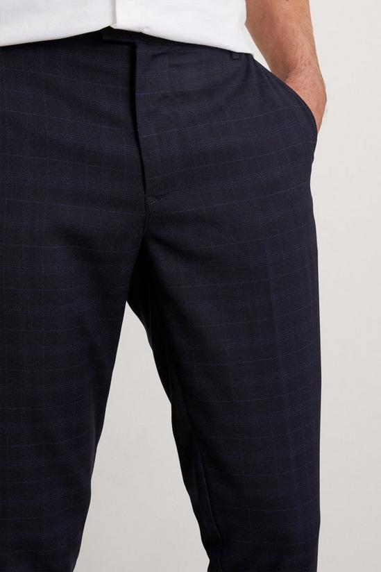Burton Slim Fit Navy Check Smart Trousers 5