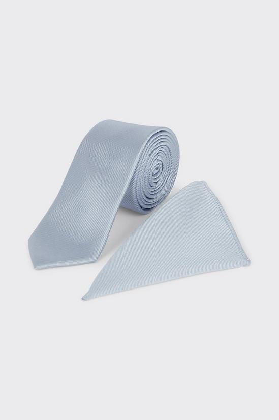 Burton Dusty Blue Tie And Pocket Square Set 1