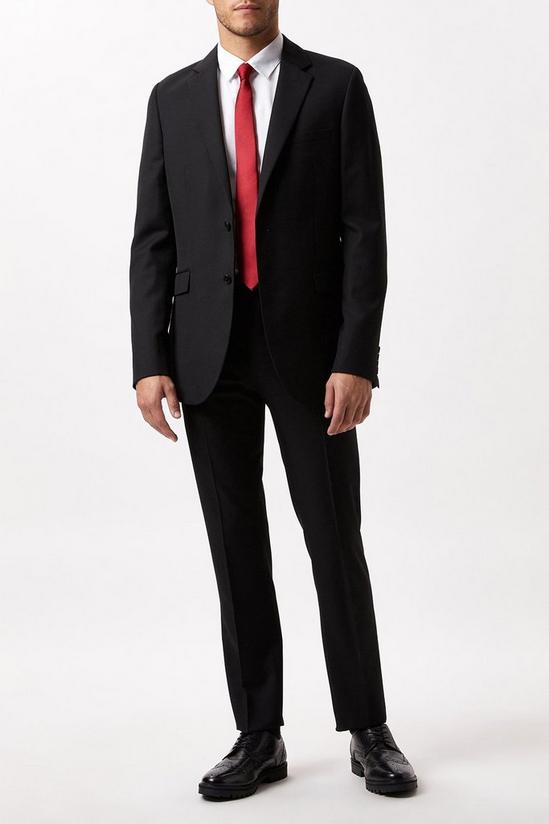Burton Slim Fit Black Twill Suit Jacket 1