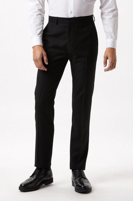 Burton Slim Fit Black Twill Suit Trousers 1
