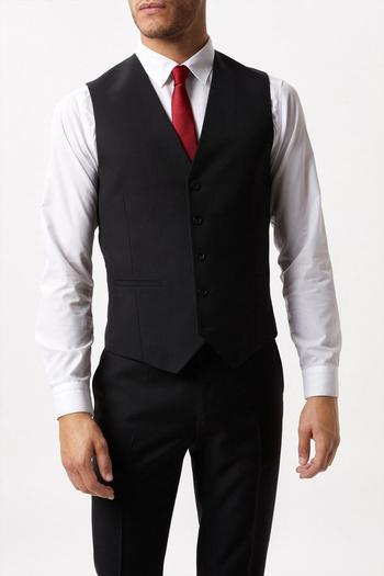 Related Product Slim Fit Black Twill Suit Waistcoat
