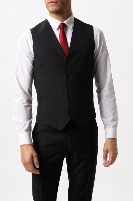 Burton Slim Fit Black Twill Suit Waistcoat 1