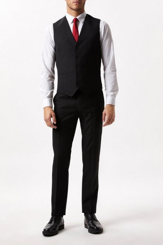 Burton Slim Fit Black Twill Suit Waistcoat 2