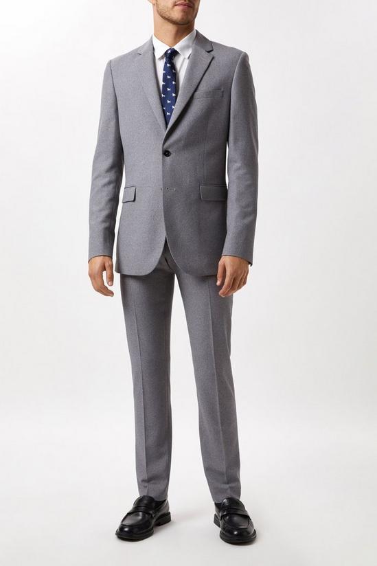 Burton Slim Fit Grey Textured Suit Jacket 1