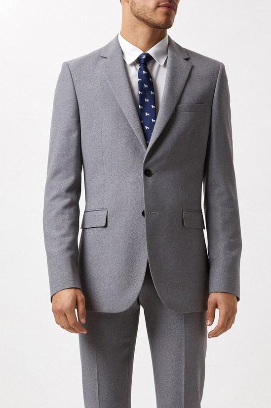 Burton Slim Fit Grey Textured Suit Jacket 2