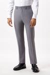 Burton Slim Fit Grey Textured Suit Trousers thumbnail 1